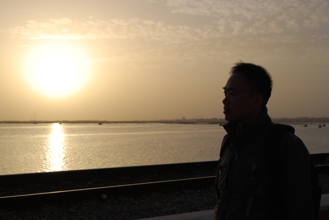 Looking at the sun set in Faro, Portugal